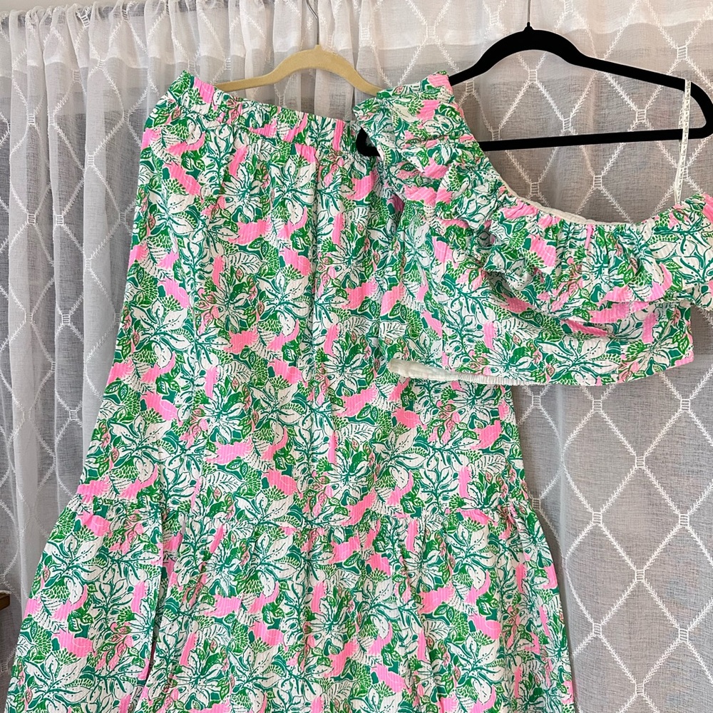 Lilly Pulitzer Pink and Green Skirt Set